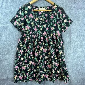 Vintage Bonjour Dress Black Medium Dark Romantic 90s 80s Pleated Popover Sheer‎